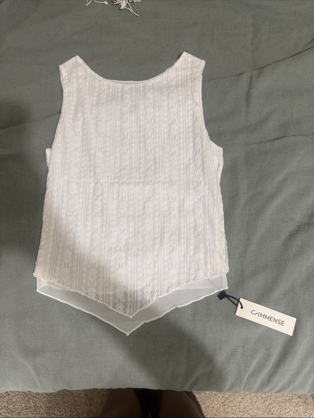Commense White Lace Layered Hem Camisole